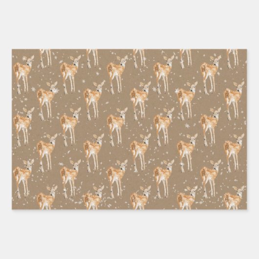 Rustische Kraft-Schnee-Wintertiere Geschenkpapier Set (Vorderseite)