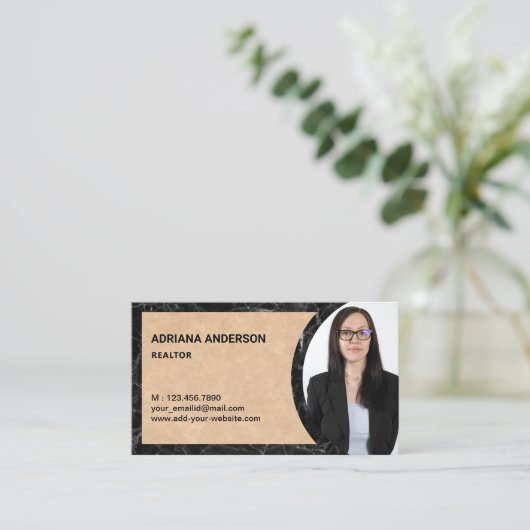 Rustische Kraft und Marmor Real Anwesen Foto Realt Visitenkarte (Stehend Vorderseite)