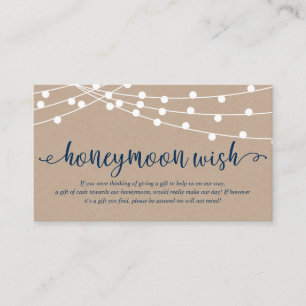 Rustische Kraftzeichenbeleuchtung, Hochzeitshoneym Begleitkarte