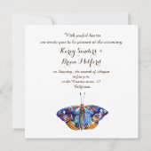 Rustische Leinwand, Blauer Schmetterling Einladung (Rückseite)