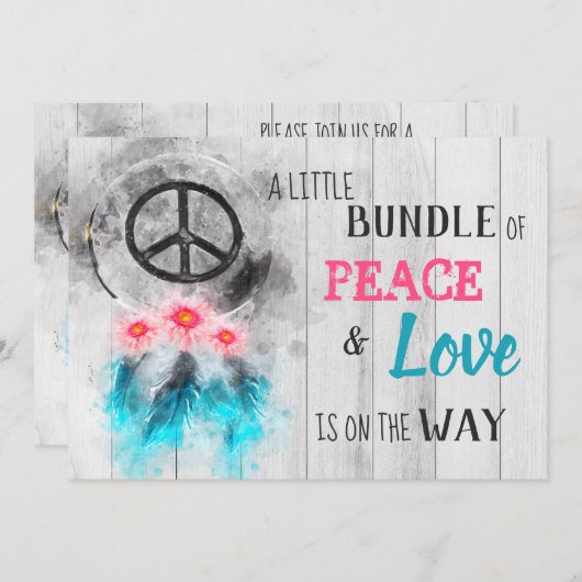 *~* Rustische Liebe Hippy Neutral Baby Dusche Einladung (Vorne/Hinten)