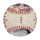 Rustische Liebe Sie Vater Vatertag 2 FotoCollage Baseball (Rückseite)