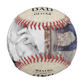 Rustische Liebe Sie Vater Vatertag 2 FotoCollage Baseball (Vorderseite)