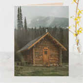 RUSTISCHE LOG KABIN GEBURTSTAGKARTE KARTE (Gelbe Blume)