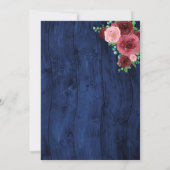 Rustische Marine und Burgund Wasserfarben-Hochzeit Einladung (Rückseite)