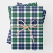 Rustische Marine und grüne Uhr Kariert frohe Weihn Geschenkpapier Set (Beispiel)
