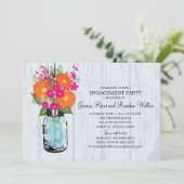 Rustische Mason Jar Gerber Daisies Einladung (Stehend Vorderseite)