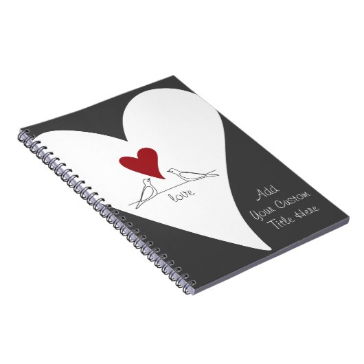 Rustische moderne Vögel in der Liebe Rotes Herz Notizblock (Rechte Seite)