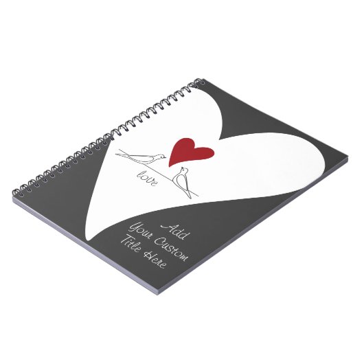 Rustische moderne Vögel in der Liebe Rotes Herz Notizblock (Linke Seite)