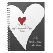 Rustische moderne Vögel in der Liebe Rotes Herz Notizblock (Vorderseite)