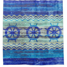 Rustische Navy Blue Coastal Decor Ship Wheels