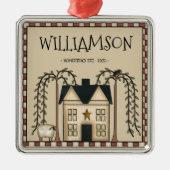 RUSTISCHE PRIMITIVE SALTBOX FAMILIENNAME PERSONALI ORNAMENT AUS METALL (Vorne)