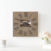 RUSTISCHE ROMAN NUMBERAL WALL CLOCK QUADRATISCHE WANDUHR (Zuhause)