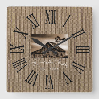 RUSTISCHE ROMAN NUMBERAL WALL CLOCK QUADRATISCHE WANDUHR