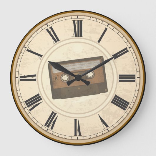 RUSTISCHE RÖMISCHE ZAHLEN EINZIGARTIGE CASSETTE-TA GROßE WANDUHR (Vorderseite)