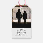 Rustische Rose Boots Western Hochzeit speichern da Geschenkanhänger (Rückseite)