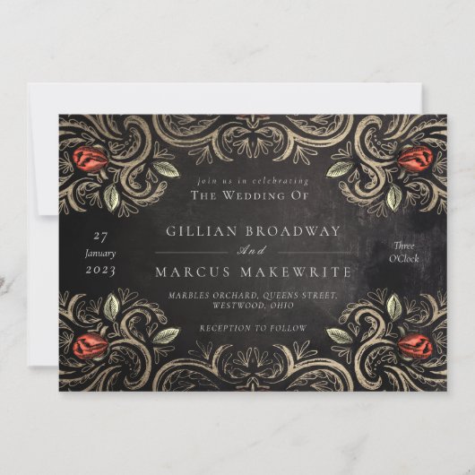 Rustische Rose Einladung (Vorderseite)