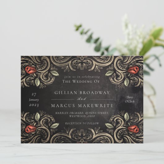 Rustische Rose Einladung (Stehend Vorderseite)