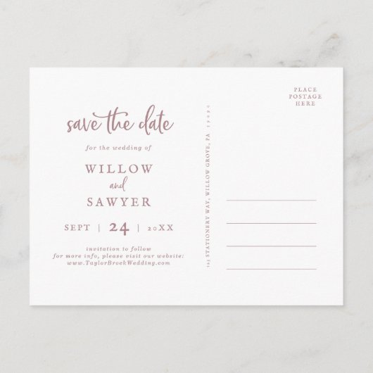 Rustische Rose Gold 3 Fotovorlage Save the Date Einladungspostkarte (Rückseite)