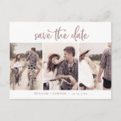 Rustische Rose Gold 3 Fotovorlage Save the Date Einladungspostkarte (Vorderseite)