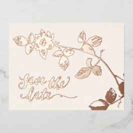 Rustische Rose Gold Botanische Hochzeit Sichern Si Folie Einladungspostkarte