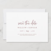 Rustische Rose Gold Script Horizontal Save the Dat Date (Vorderseite)