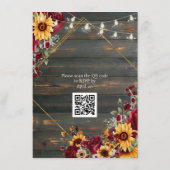 Rustische Rose und Aster QR Code Wedding Begleitkarte (Rückseite)