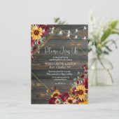 Rustische Rose und Aster QR Code Wedding Begleitkarte (Stehend Vorderseite)