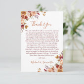 Rustische Rose und Chrysanthemum-Hochzeit im Herbs Dankeskarte (Stehend Vorderseite)