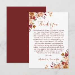 Rustische Rose und Chrysanthemum-Hochzeit im Herbs Dankeskarte