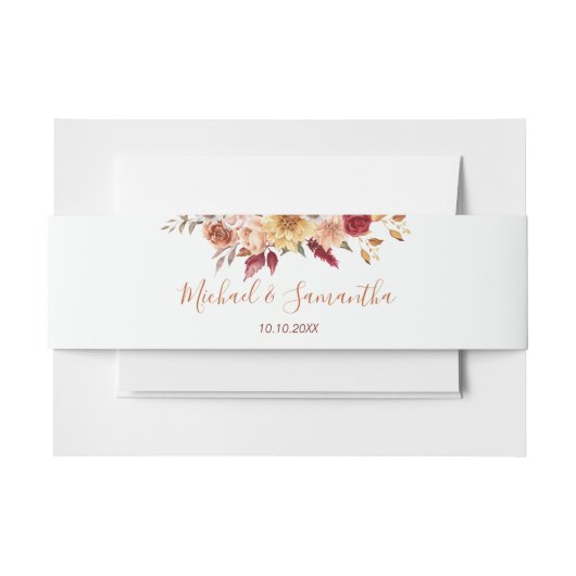 Rustische Rose und Chrysanthemum-Hochzeit im Herbs Einladungsbanderole (Vorderseite Beispiel)