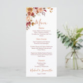 Rustische Rose und Chrysanthemum-Hochzeit im Herbs Menükarte (Stehend Vorderseite)