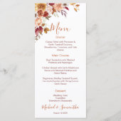 Rustische Rose und Chrysanthemum-Hochzeit im Herbs Menükarte (Vorderseite)