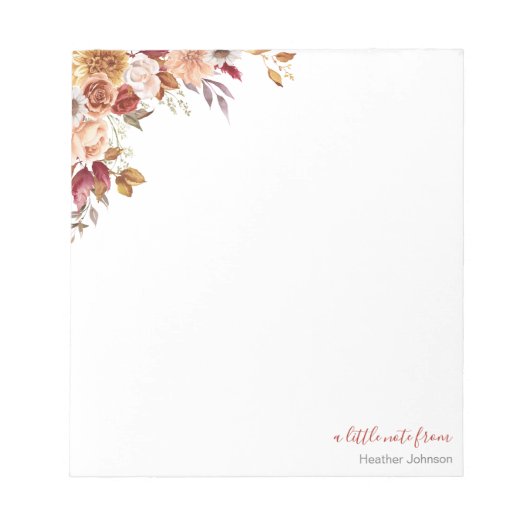 Rustische Rose und Chrysanthemum-Hochzeit im Herbs Notizblock (Vorderseite)