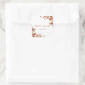 Rustische Rose und Chrysanthemum-Hochzeit im Herbs Quadratischer Aufkleber (Tasche)