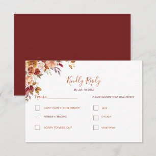 Rustische Rose und Chrysanthemum-Hochzeit im Herbs RSVP Karte