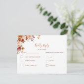 Rustische Rose und Chrysanthemum-Hochzeit im Herbs RSVP Karte (Stehend Vorderseite)
