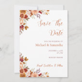 Rustische Rose und Chrysanthemum-Hochzeit im Herbs Save The Date (Vorderseite)