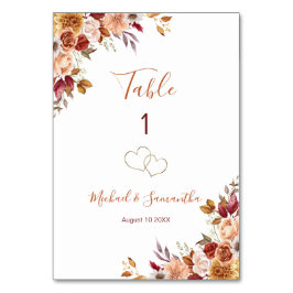 Rustische Rose und Chrysanthemum-Hochzeit im Herbs Tischnummer