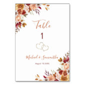 Rustische Rose und Chrysanthemum-Hochzeit im Herbs Tischnummer (Rückseite)