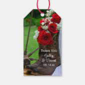 Rustische Rose und Cowboy Boots Gastgeschenk Hochz Geschenkanhänger (Vorderseite)