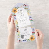 Rustische Sommer-Wildblumen Sonnenblumen Peri QR C All In One Einladung (Abreißen)