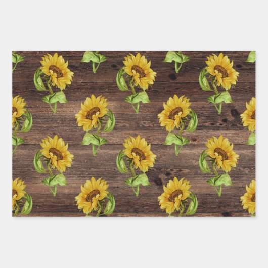 Rustische Sonnenblume auf Holz Geschenkpapier Set (Vorderseite 2)