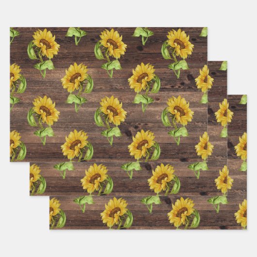 Rustische Sonnenblume auf Holz Geschenkpapier Set (Set)