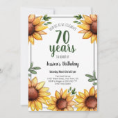 Rustische Sonnenblumen 70. Geburtstagsparty Einladung (Vorderseite)