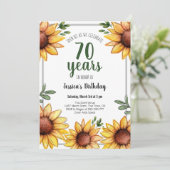Rustische Sonnenblumen 70. Geburtstagsparty Einladung (Stehend Vorderseite)