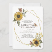 Rustische Sonnenblumen Florals Taufe Einladung (Vorderseite)