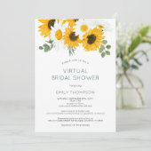 Rustische Sonnenblumen Florals Virtual Brautparty Einladung (Stehend Vorderseite)