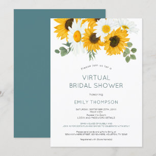 Rustische Sonnenblumen Florals Virtual Brautparty Einladung