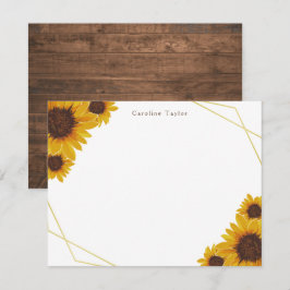 Rustische Sonnenblumen Gold Geometric Wood Persona Mitteilungskarte